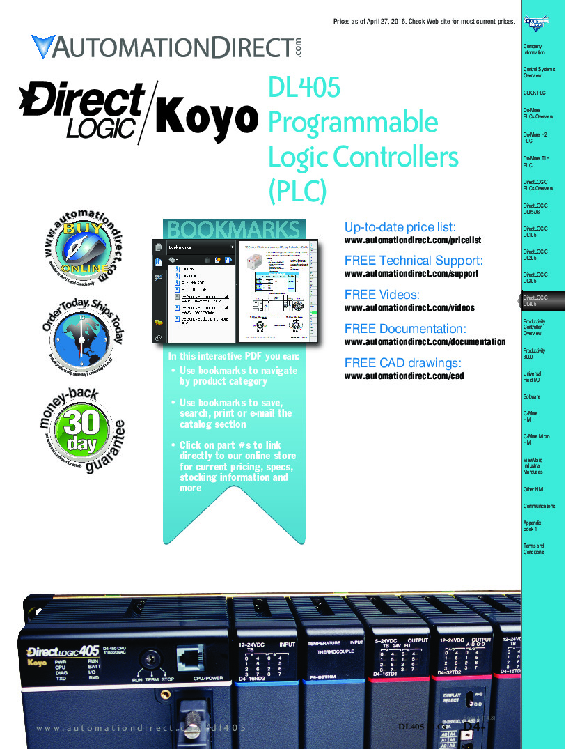 First Page Image of D4-RAM-2 D4-DL405-PLC Instruction Manual.pdf